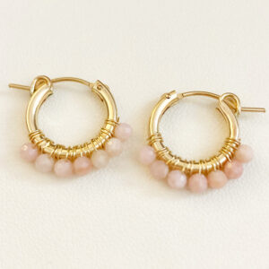 Mini Opal Hoop Earrings in Gold | Me Me Jewellery