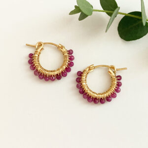 Mini Ruby Hoop Earrings | Me Me Jewellery