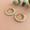 Pearl and Gold Medium Hoops | Me Me Jewellery