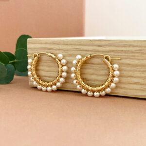 Pearl Hoop Earrings | Medium | Me Me Jewellery