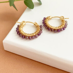 Mini Amethyst Hoop Earrings | Me Me Jewellery